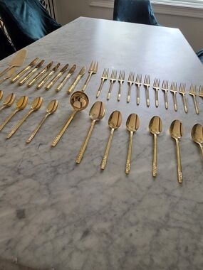 Gold-Tone Stainless Steel Flatware Set - Elegant Home Dining